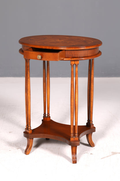 Wunderschöner Italienischer Sorrento Beistelltisch Étagère 1940er Nussbaum Wurzelholz Intarsien Antik Vintage Telefontisch