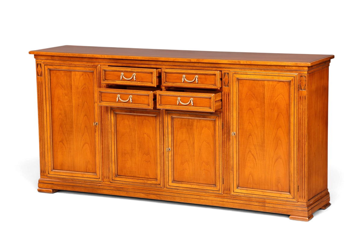 Hauptstadt Möblerei Selva Sideboard Villa Borghese aus massivem Holz im antiken italienischen Stil mit Schubladen
