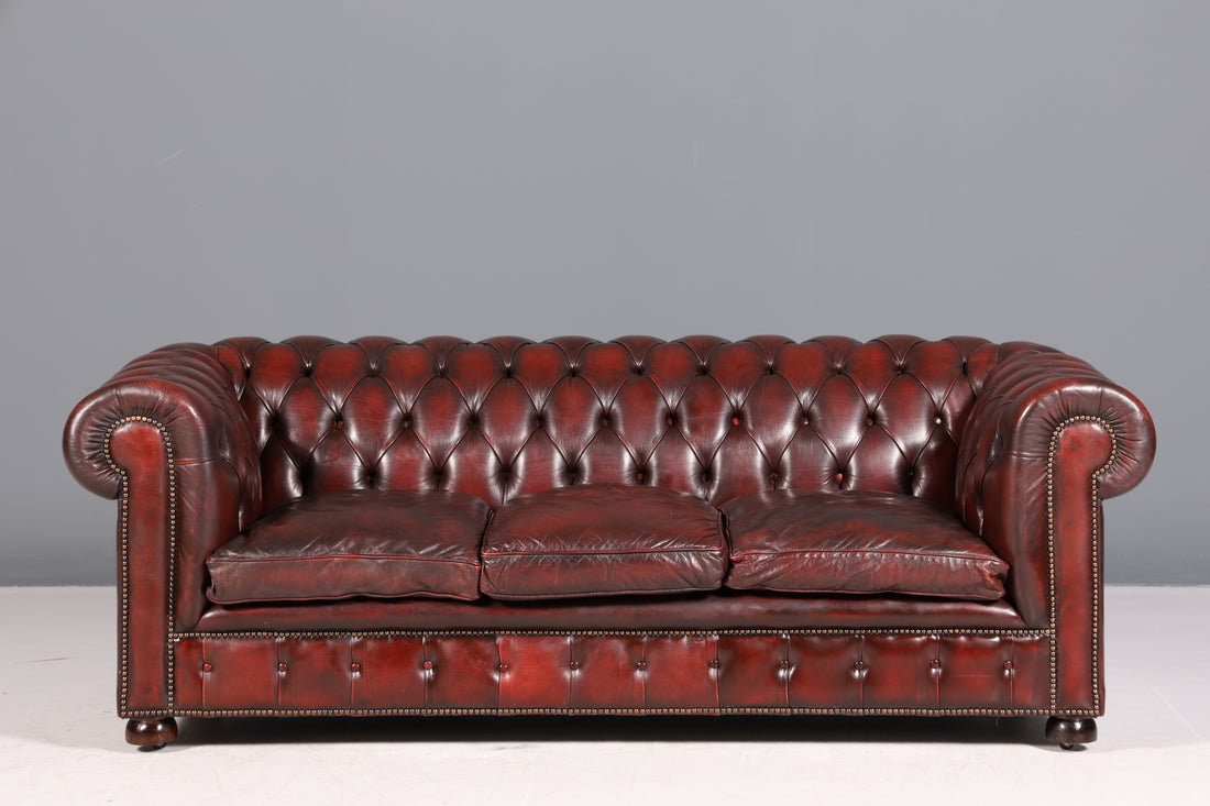 Stilvolles Original Chesterfield Sofa 3-Sitzer Couch Oxblood England Polstersofa