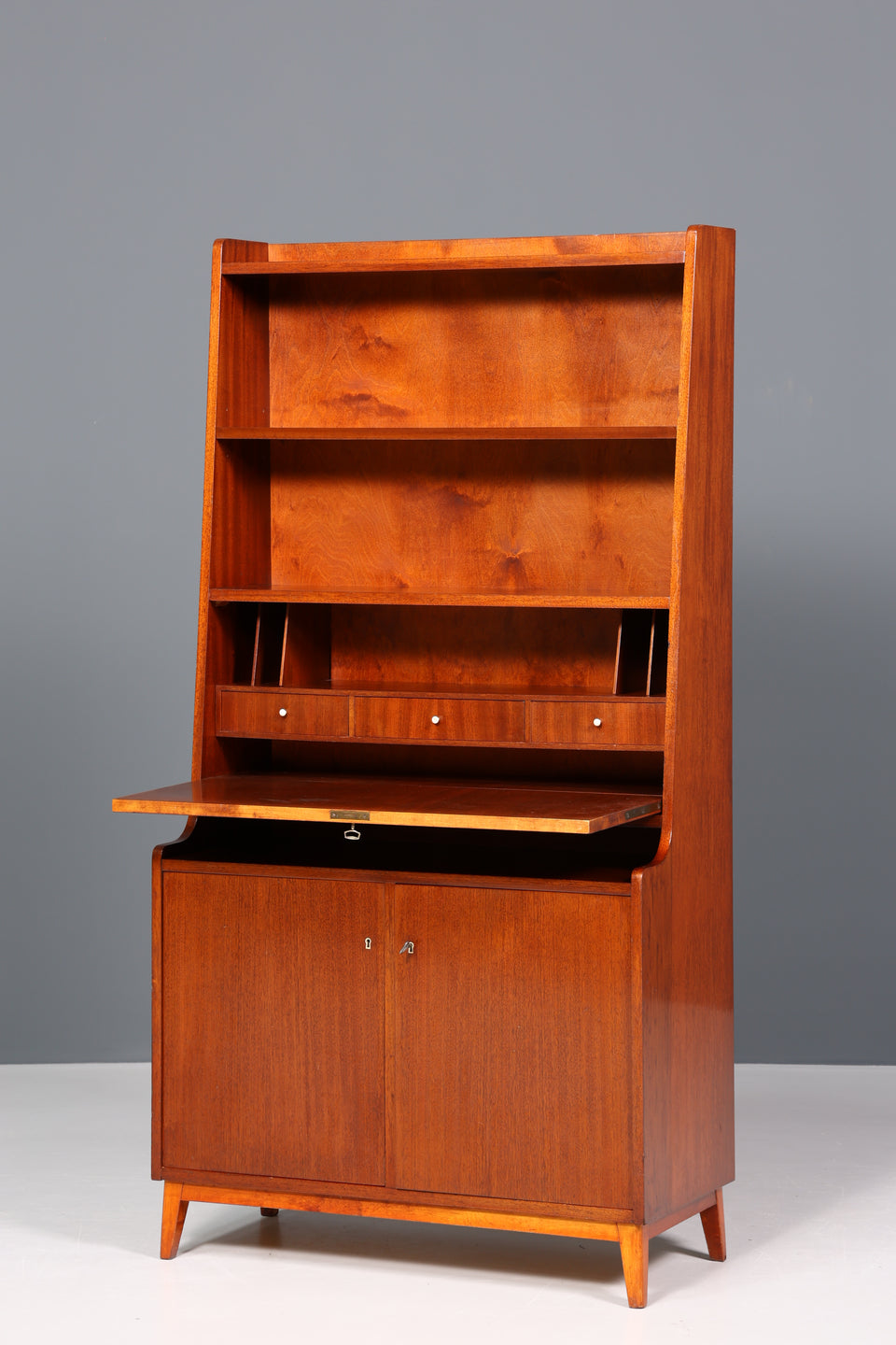 Traumhafter Mid Century Schrank Sekretär Bücherregal Vintage Highboard Retro Holz Regal 60er Jahre