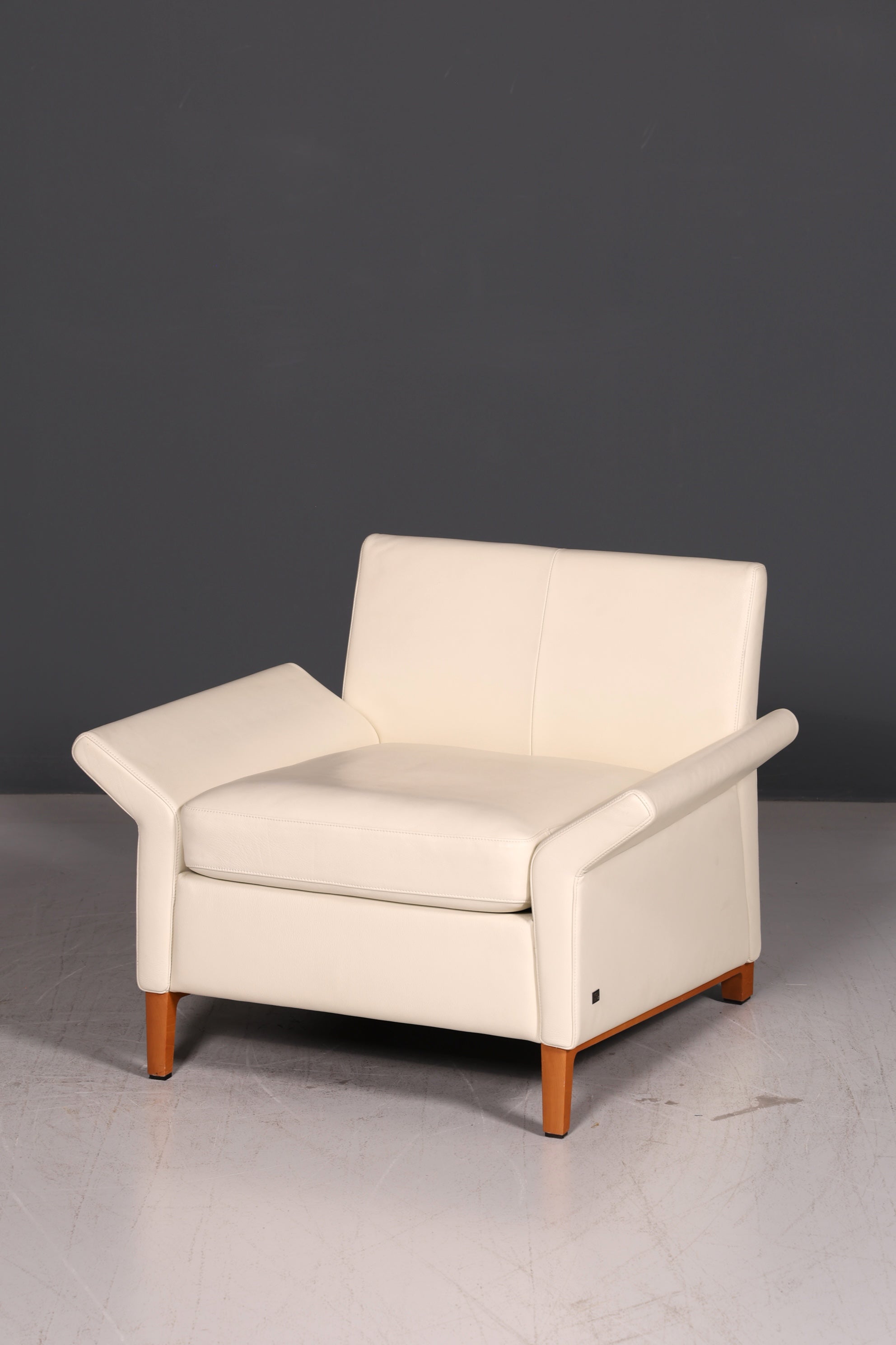 Wunderschöner Original Rolf Benz Sessel Modell 3300 Creme Echtleder Ledersessel Designer Loungesessel