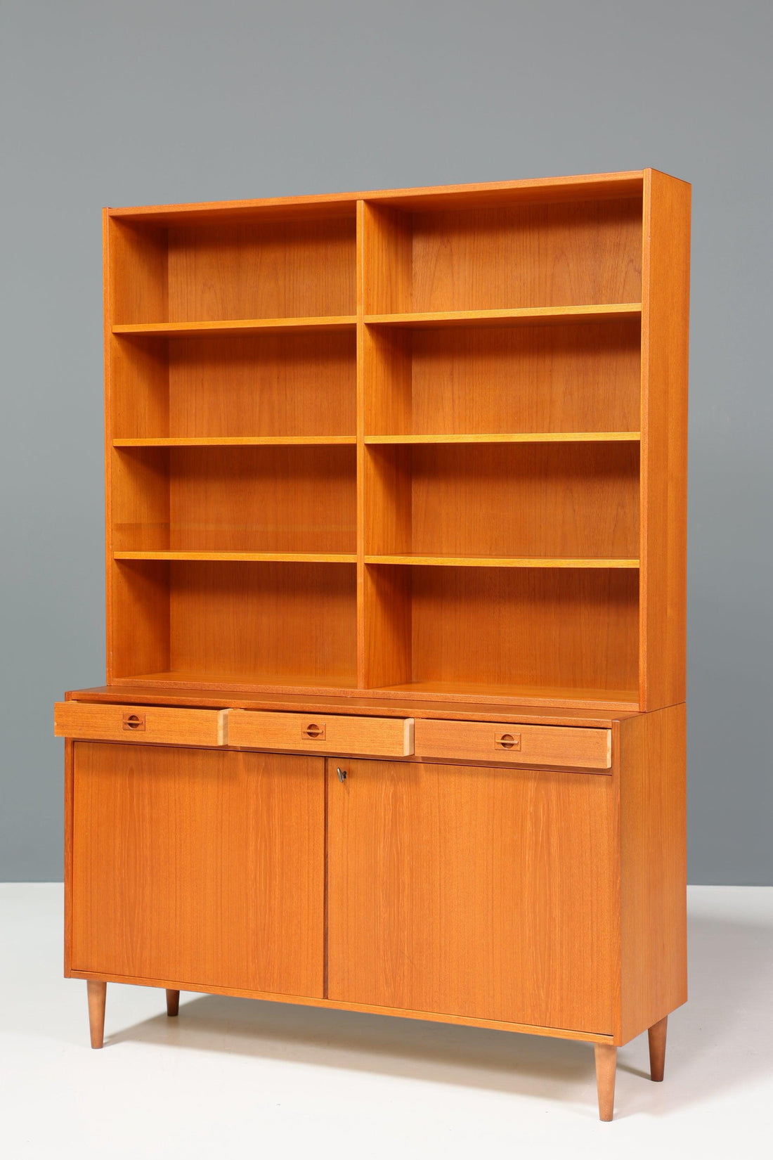 Seltenes XXL Mid Century Regal &quot;Made in Denmark&quot; Teak Holz Schrank Danish Design Retro Kommode Vintage Bücherregal 60er Jahre