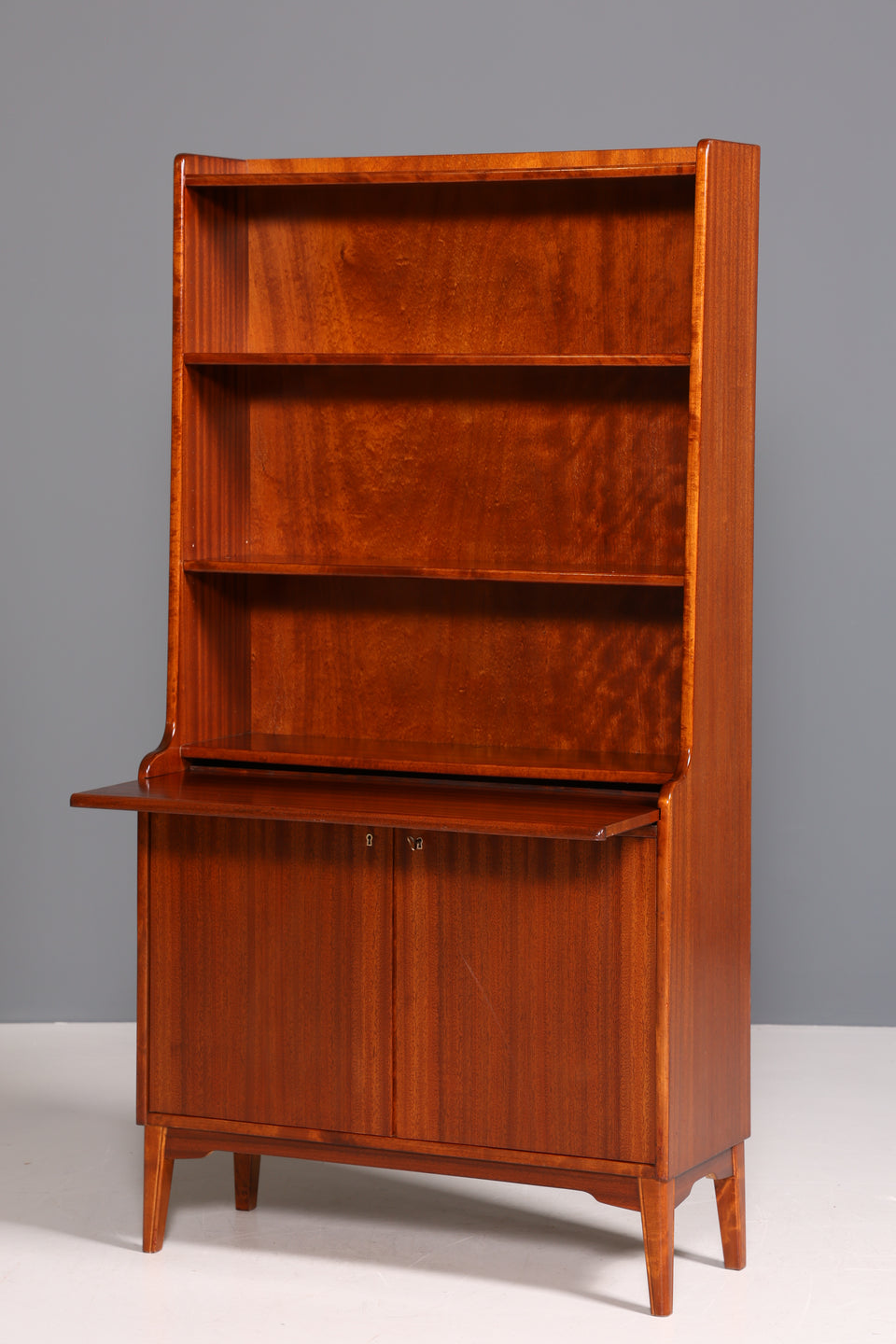 Wunderschöner Mid Century Schrank Bücherregal Vintage Highboard Sekretär Holz Regal 60er Jahre