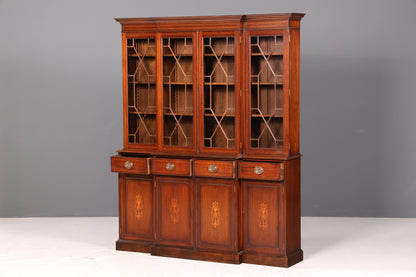 Beeindruckende Englische Vitrine Mahagoni Bibliothek Bücherschrank Glasvitrine Buffet Schrank Antik Vintage