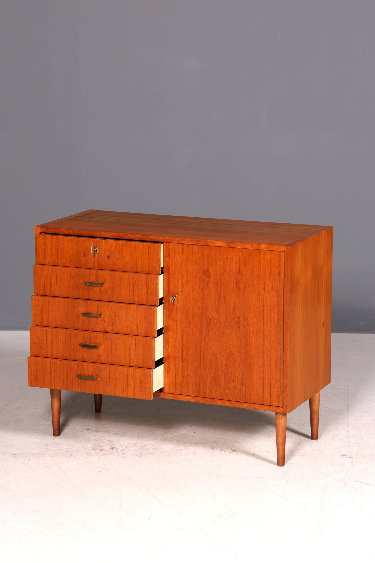 Traumhafte Mid Century Kommode echt Holz Sideboard Vintage Schubladen Kommode