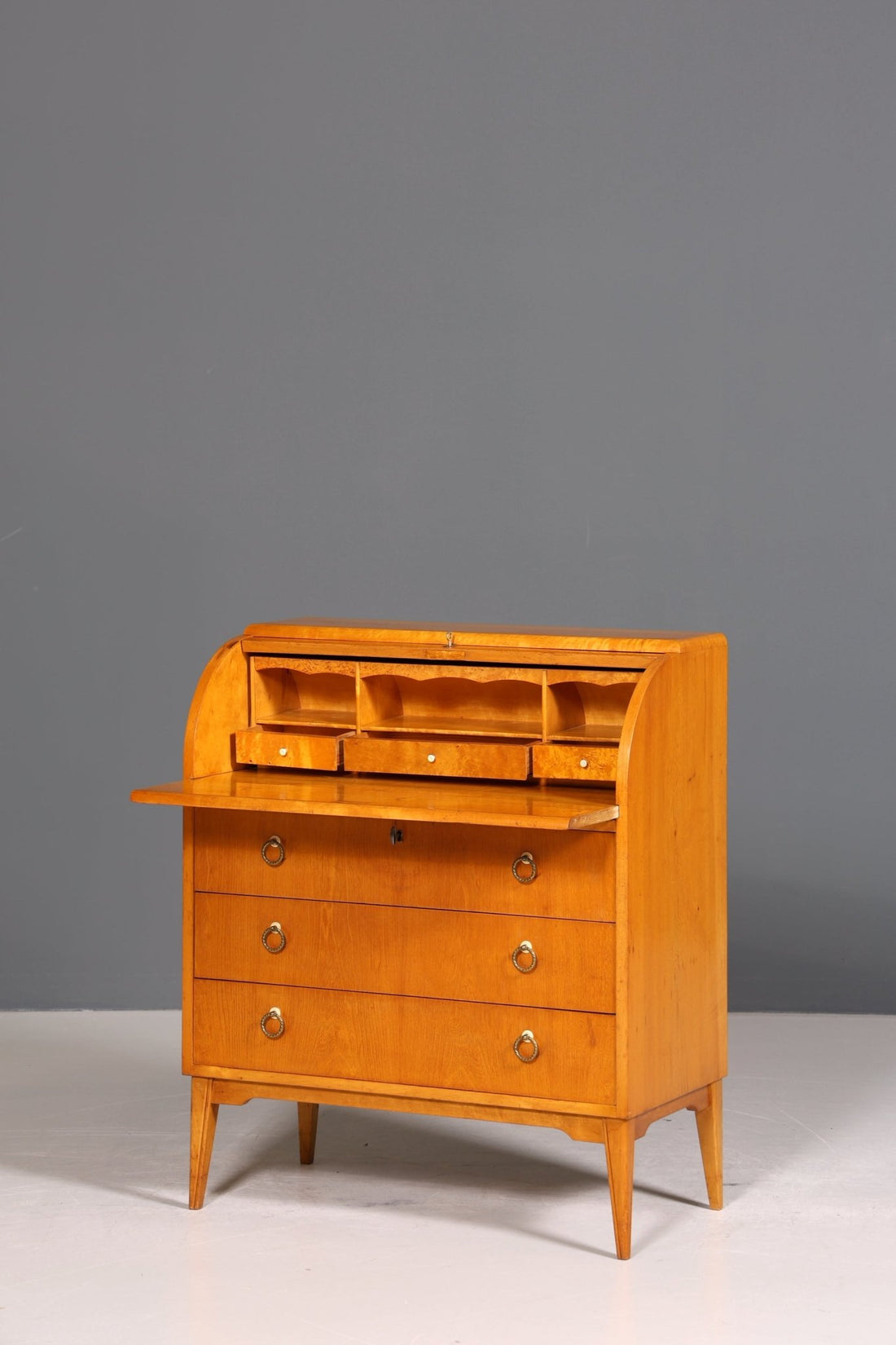Wunderschöner Mid Century Rollladen Sekretär echt Holz Büro Schrank Vintage Schreibkommode