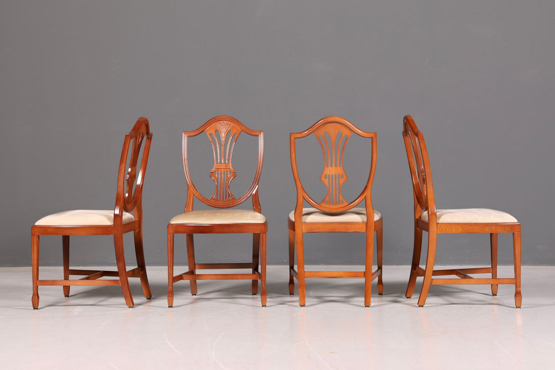 Edles 4x Englische Stühle Set Hepplewhite Stil Dining Chairs Antik Esszimmerstühle Küchenstühle Stuhlset Vintage