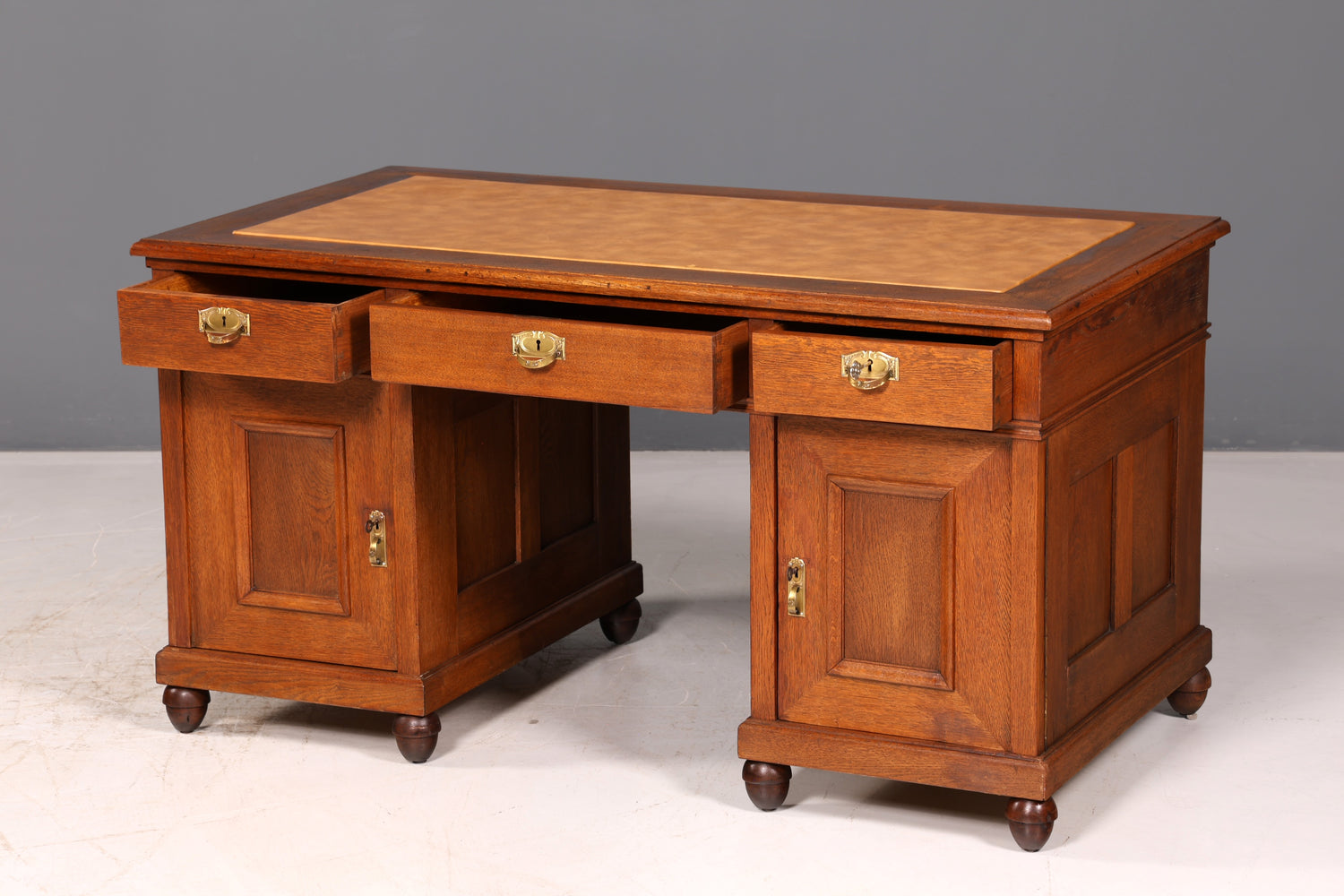 Traumhafter Jugendstil Schreibtisch Eiche Gründerzeit Bürotisch Echt Holz Desk Office Table Antik Vintage