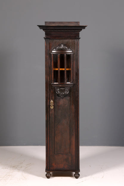 Prachtvolle Jugendstil Vitrine Eiche Antiker Bücherschrank Geschirrschrank Glasvitrine Schrank Antik 2 von 2