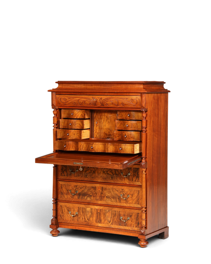 Traumhafter Louis Philippe Sekretär um 1870 Vertiko Nussbaum Highboard Kommode Sekretär Schrank