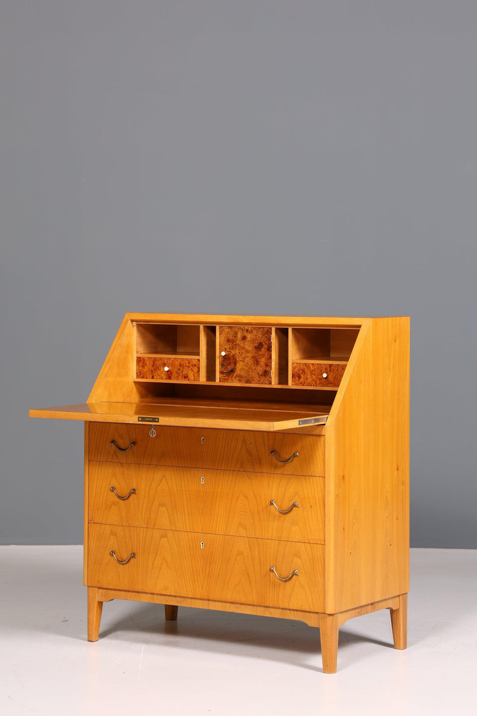 Stylish Mid Century Secretary Real Wood Made in Denmark Office Cabinet Writing Desk 60s
