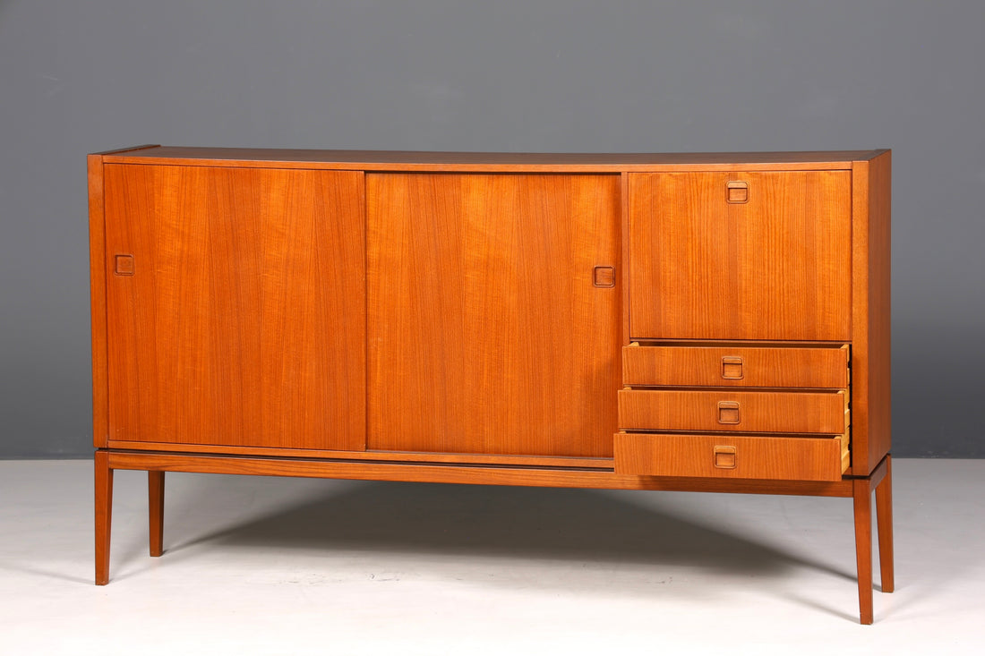 Wunderschönes Mid Century Highboard Teak Holz Schrank Danish Design Büro Kommode 60s