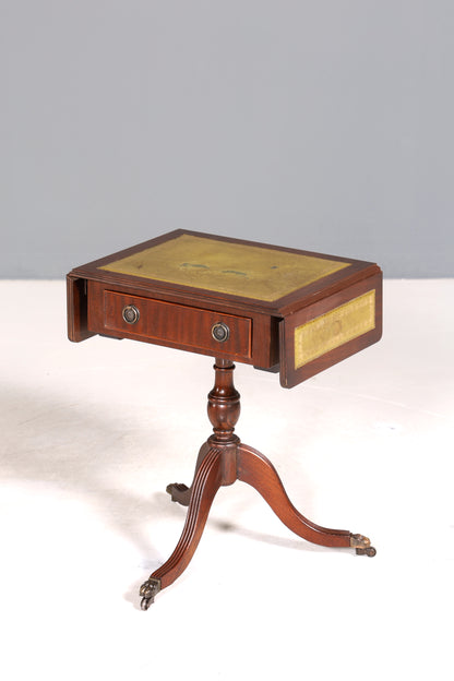 Wunderschöner Englischer Tisch Mahagoni Klapptisch Beistelltisch Englisch echt Leder Antik 60s Ablage 1 von 2