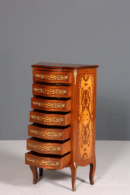 Traumhaftes Barock Stil Louis XV Highboard Intarsien Vertiko Kommode Schubladenkommode