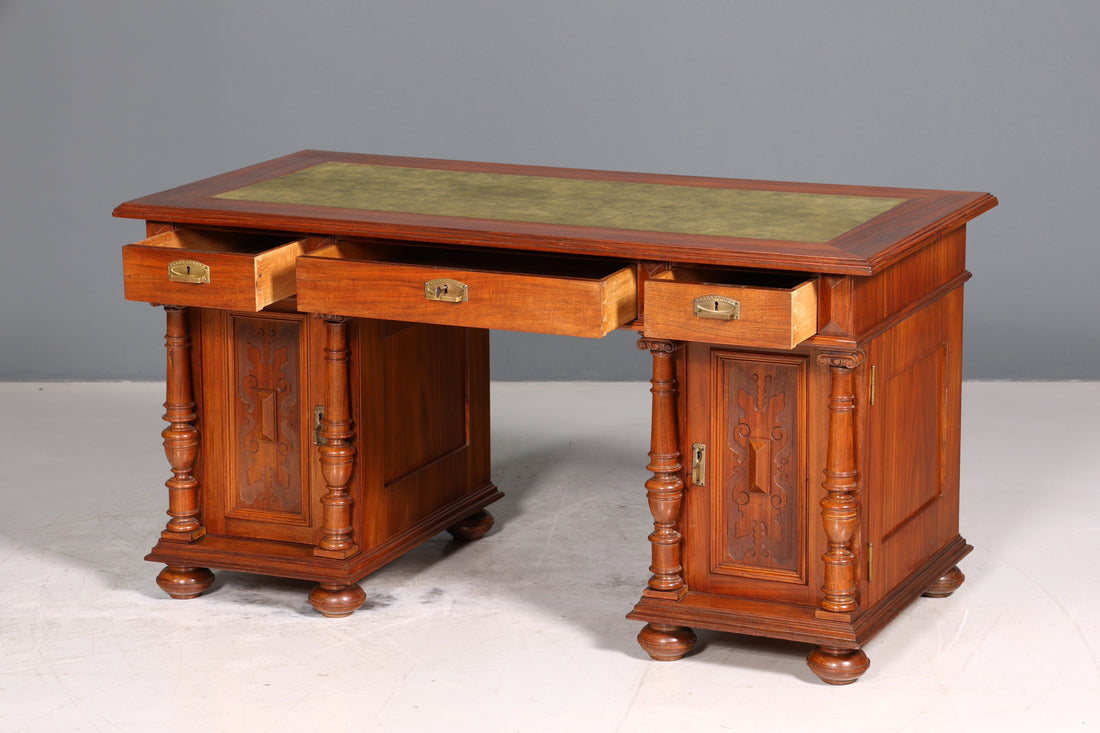 Wunderschöner Gründerzeit Schreibtisch Jugendstil Bürotisch echt Holz Antik Office Desk Herrenzimmer