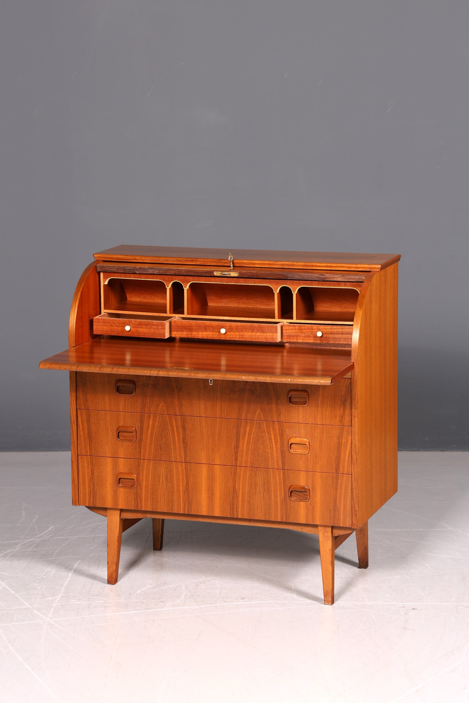 Wunderschöner Mid Century Rollladen Sekretär Danish Design Schreibkommode 60er Jahre Vintage