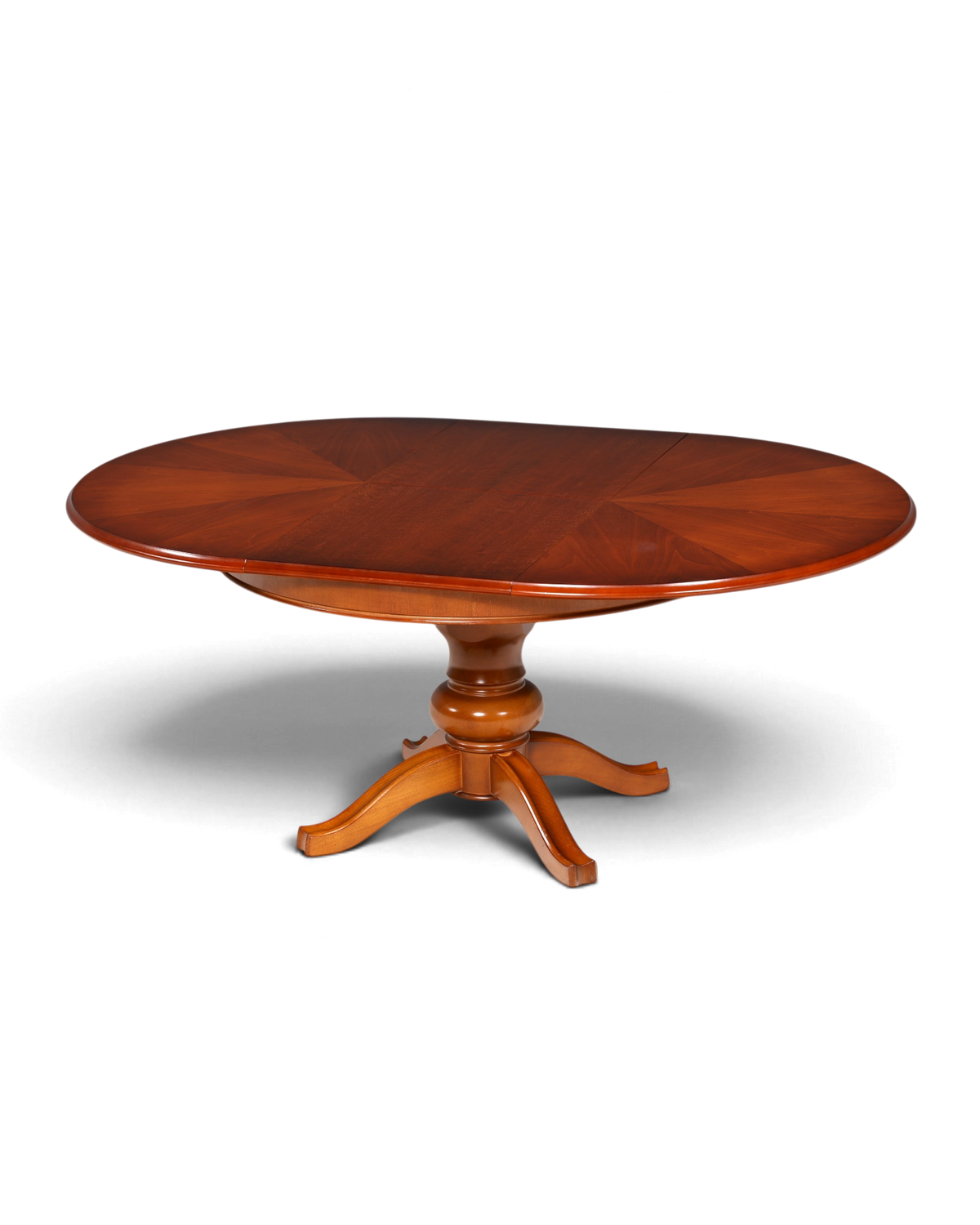 Hauptstadt Möblerei H897 Finish runder Esstisch aus dunklem Holz mit Säulenfuß und elegantem Furniermuster