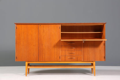 Schlichtes Mid Century Highboard Vintage Sideboard Danish Design Teak Holz Kommode 60er Jahre - Highboard