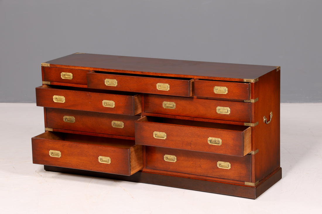 Traumhaftes Maritimes Sideboard Englische Military Chest Schiffskommode Antik Schrank Kolonial Vintage