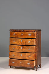 Wunderschöne Gründerzeit Kommode Louis Philippe Nussbaum Sideboard um 1880 Schnitzerei Schubladenkommode