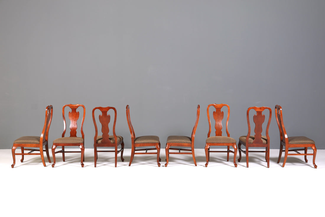 8x Edle Drexel Heritage Stühle Amerikanisch USA Chippendale Stil Stuhlset Küchenstuhl Set Esszimmer Stühle