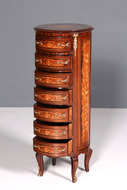 Traumhafte Barock Stil Kommode Vertiko Intarsien Schubladenkommode 7-Schübige Kommode