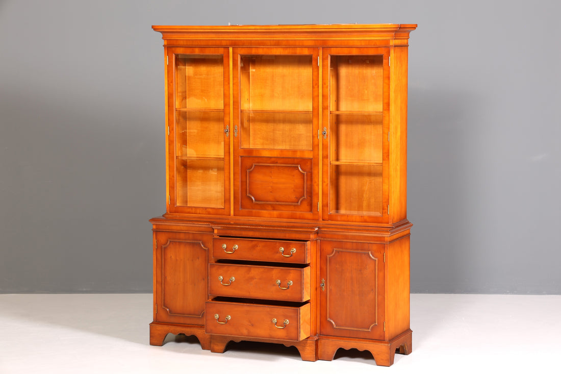 Wunderschöne Englische Vitrine Bücherschrank Buffet Antik Stil Englisch Eibe Glasvitrine Bibliothek
