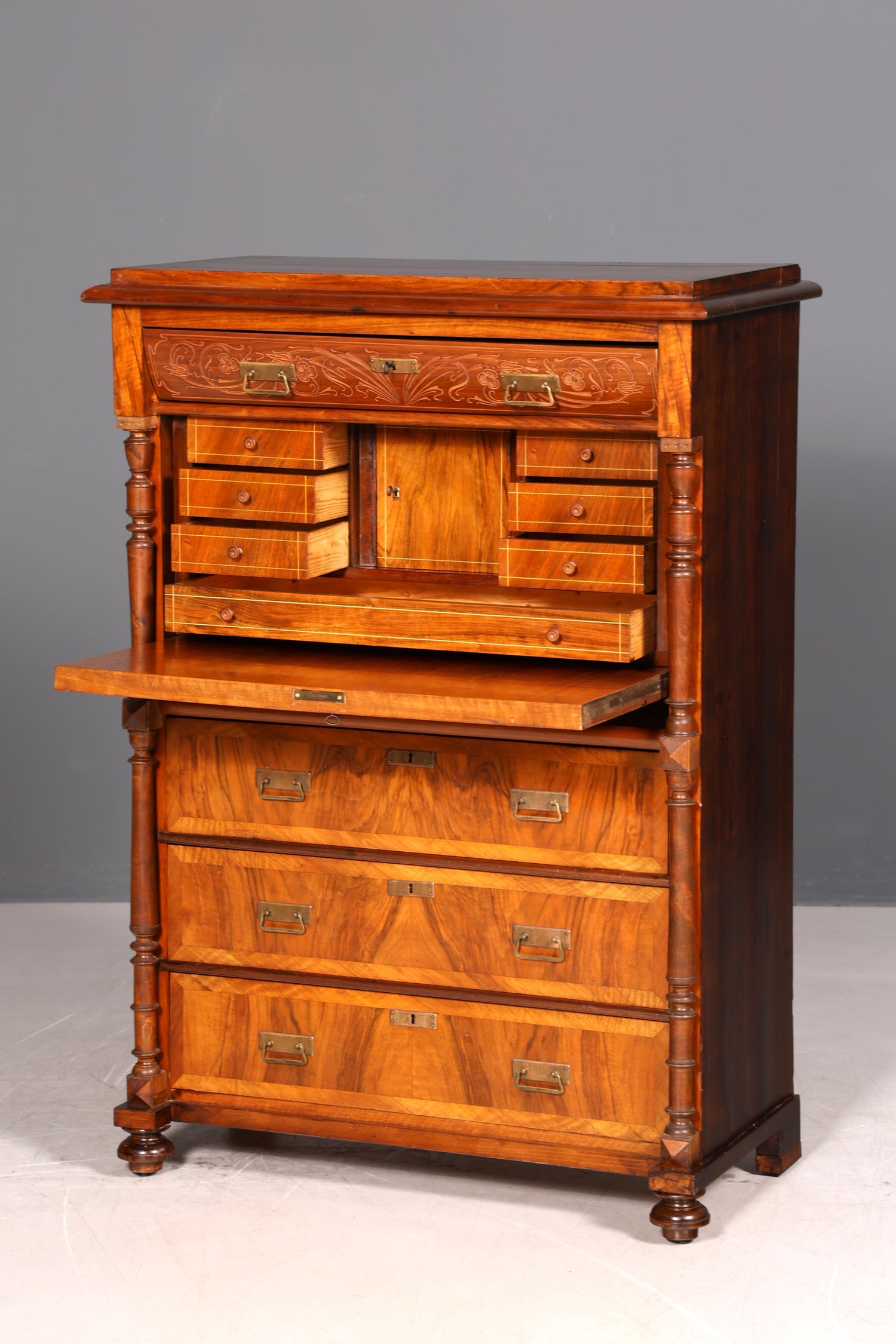 G782 Finish Wunderschöner Gründerzeit Sekretär Kommode Jugendstil Schubladenkommode Antik Vertiko (Kopie)