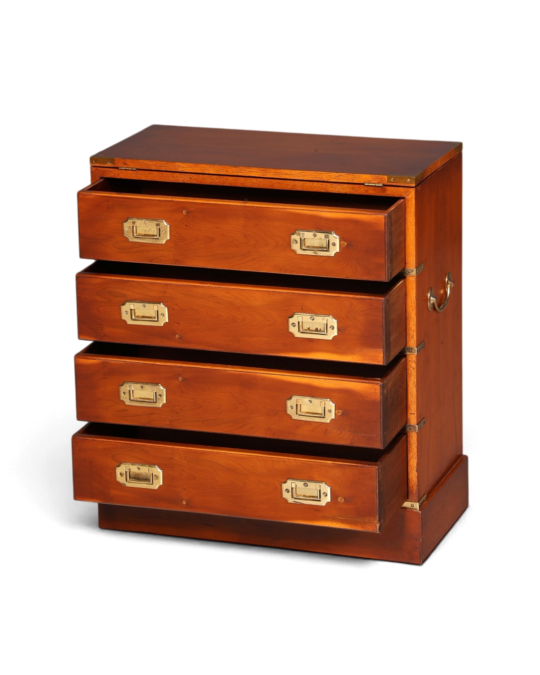 Hauptstadt Möblerei maritime Military Chest Kommode aus Holz mit Messingbeschlägen und ausklappbarer Deckplatte