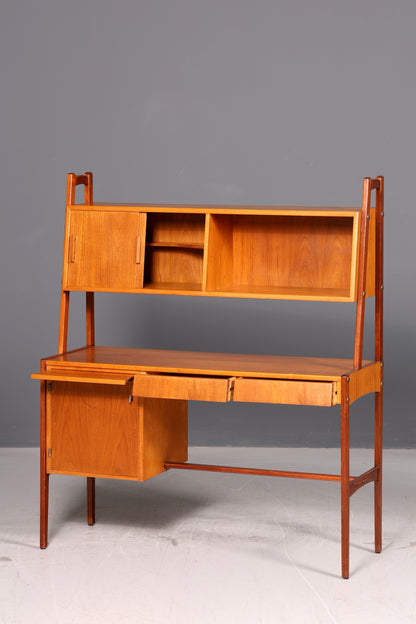 Wunderschöner Mid Century Schreibtisch mit Regalaufsatz Teak Danish Design Bürotisch Vintage 60s