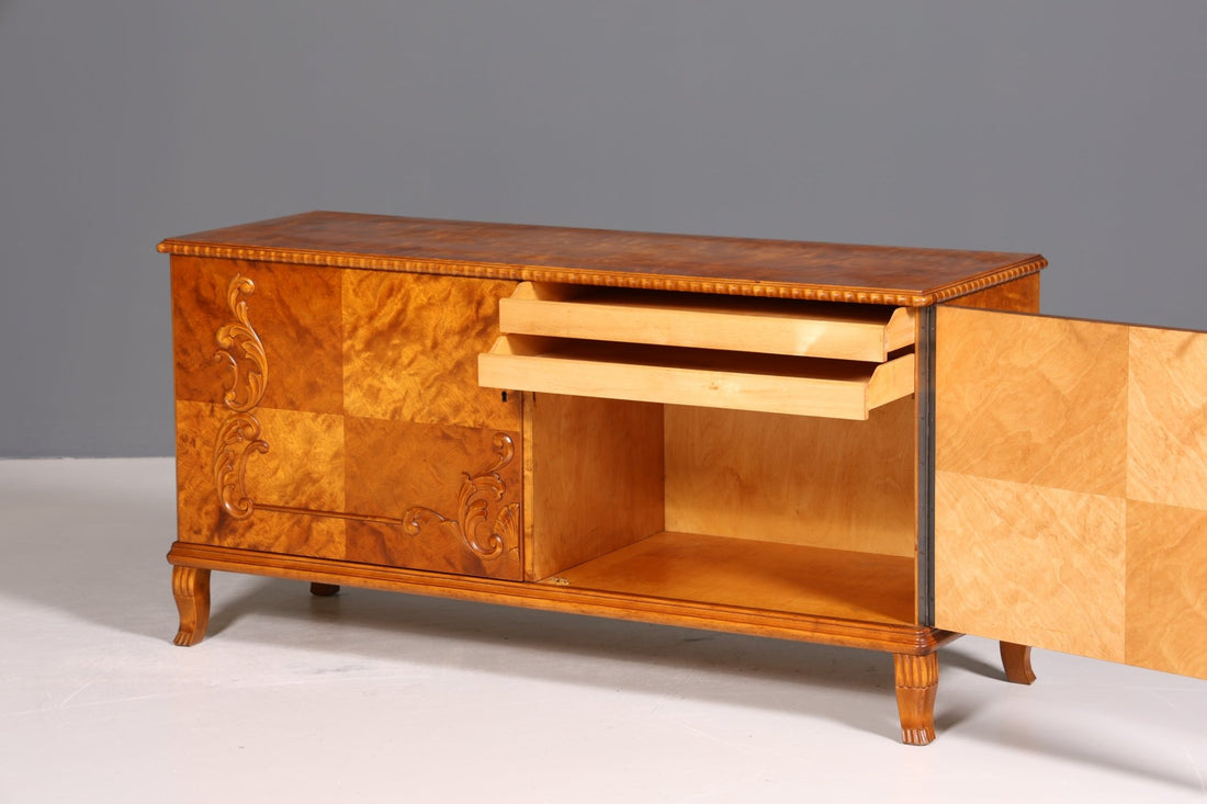 Wunderschönes Original Art Deco Sideboard Antik Schrank Birke TV Kommode um 1930