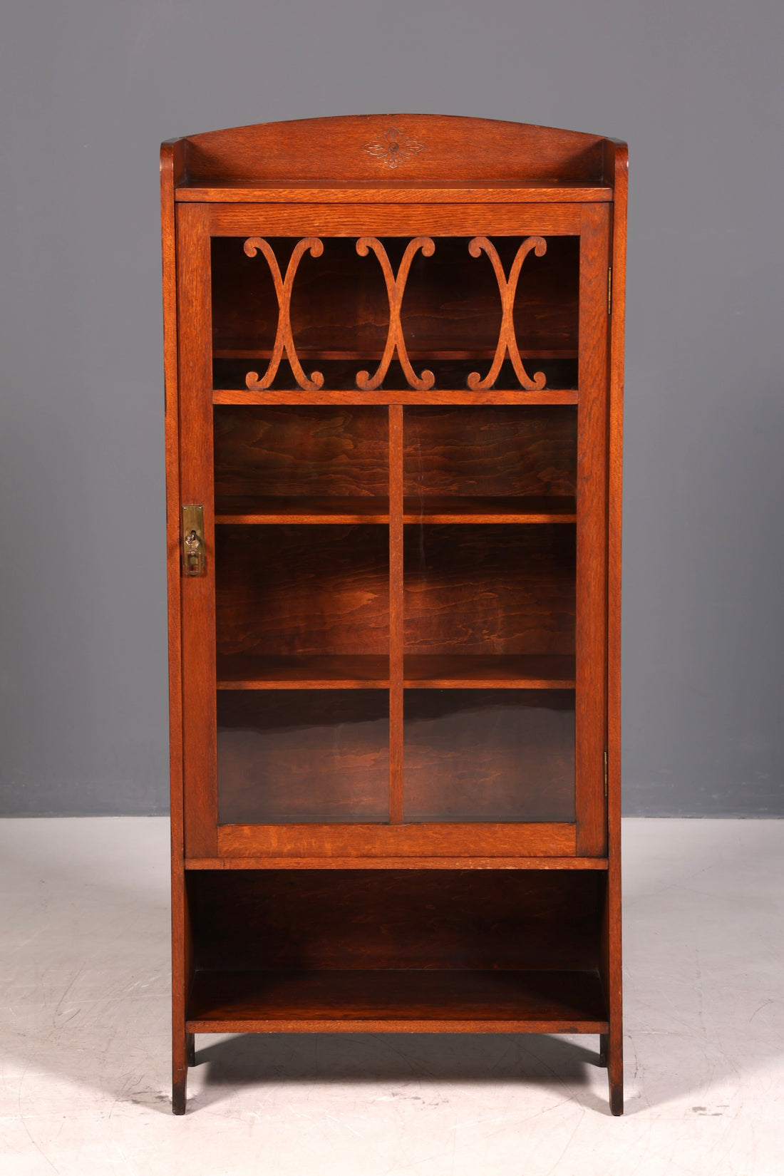 Stilvolle Jugendstil Vitrine Antike Holz Bücherschrank Eiche Antik Schrank Geschirrschrank