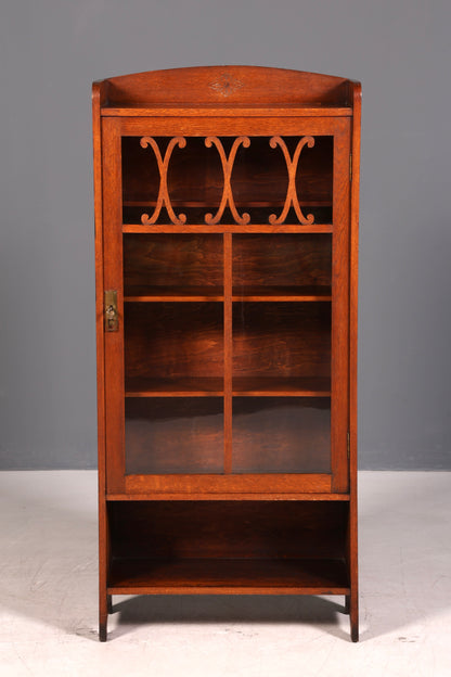 Stilvolle Jugendstil Vitrine Antike Holz Bücherschrank Eiche Antik Schrank Geschirrschrank