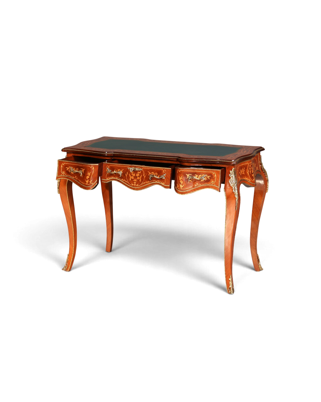 Traumhafter Louis XV Stil Schreibtisch French Desk Antik Barock Stil grün Bürotisch