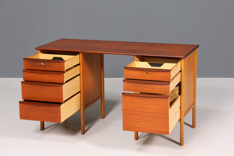 Stilvoller Mid Century Schreibtisch Teak Holz "Made in Denmark" Tisch Bürotisch Office Desk 60er Jahre