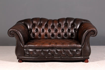 Wunderschönes Original Chesterfield 2er Sofa Englisch Herrenzimmer echt Leder 2- Sitzer Couch