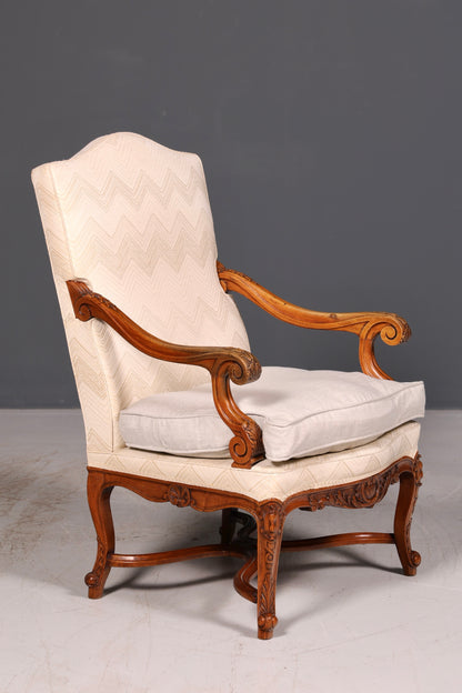Elegant Louis Philippe Gründerzeit antique armchair with armrests and upholstery, 1 of 2