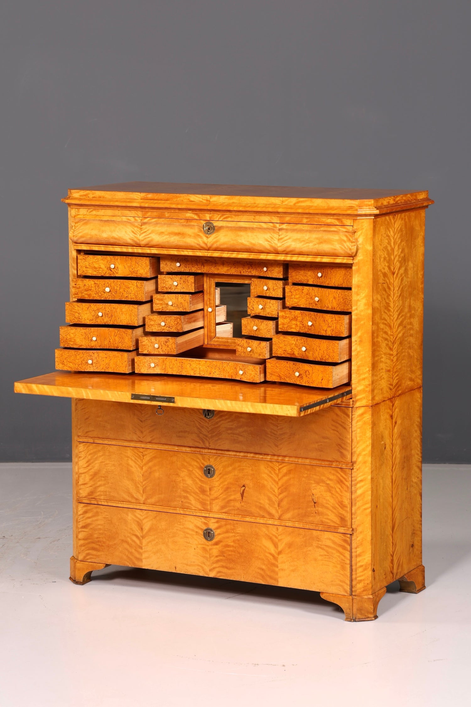 Impressive Biedermeier Secretary Cabinet, Antique Vertiko Chest of Drawers, Office Writing Desk, Sideboard