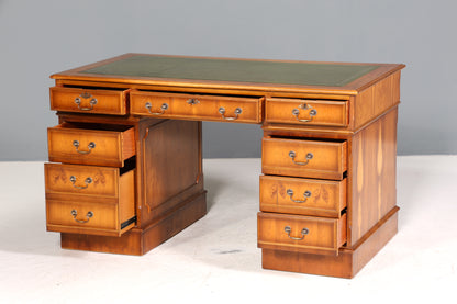 Stilvoller Englischer Schreibtisch Englisch Eibe Desk Leder Auflage Antik Stil Bürotisch Office Desk