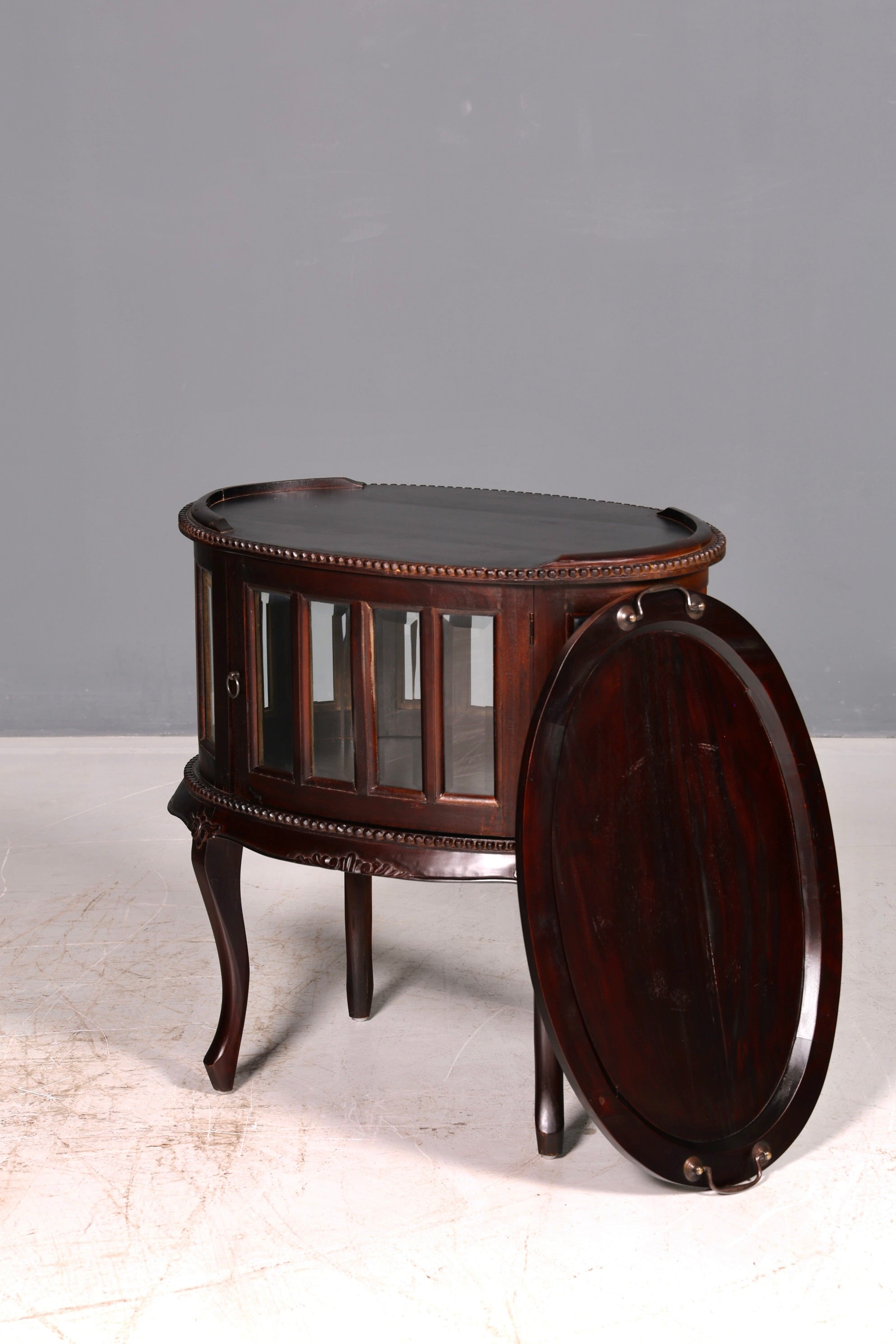 Wunderschöner filigraner Chippendale Barschrank Echt Holz Teeschrank Jugendstil Vitrine Bar Cabinet Vintage