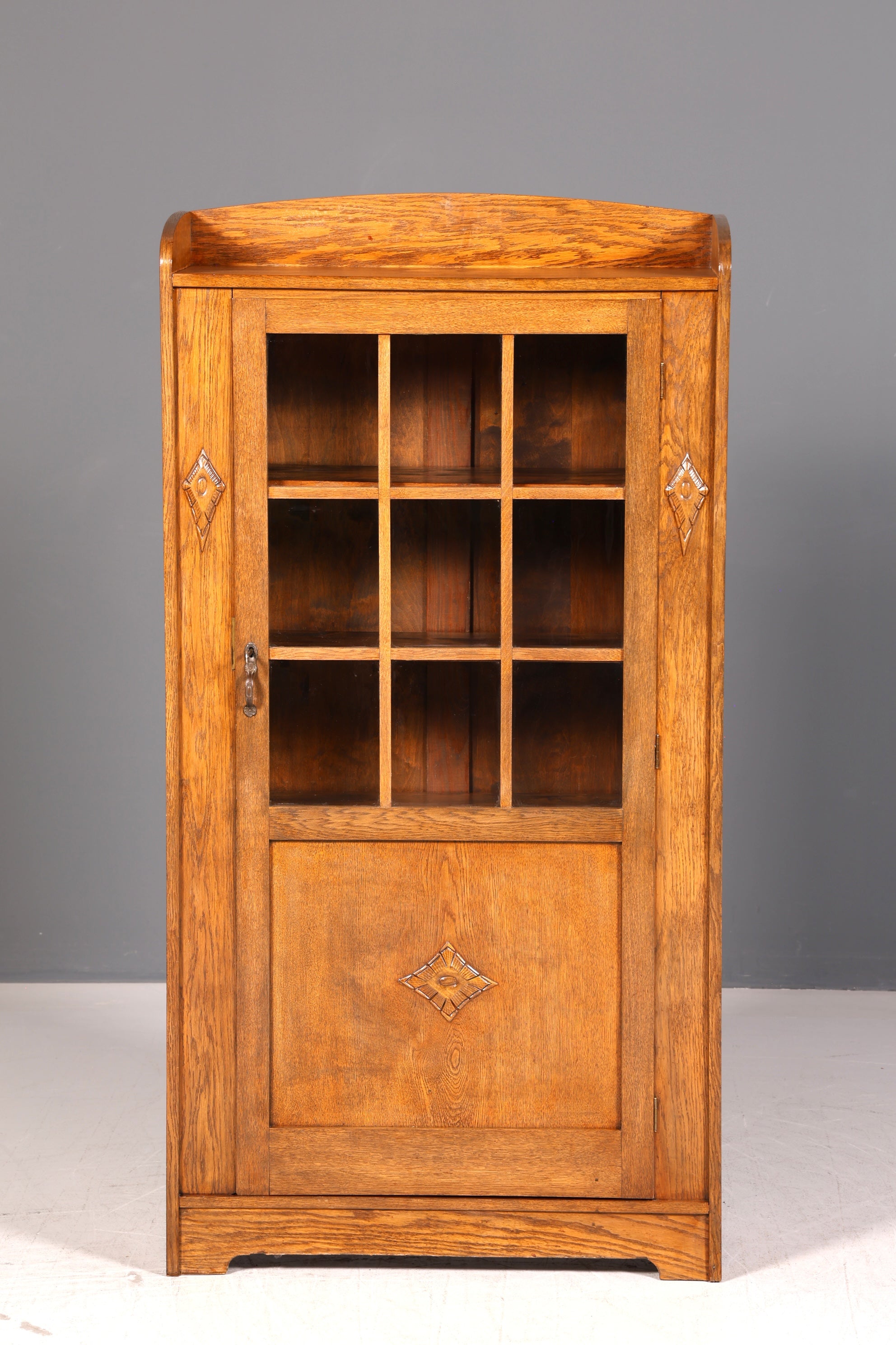 Traumhafte Jugendstil Vitrine Eiche Antik Bücherschrank Schrank Geschirrschrank Glasvitrine