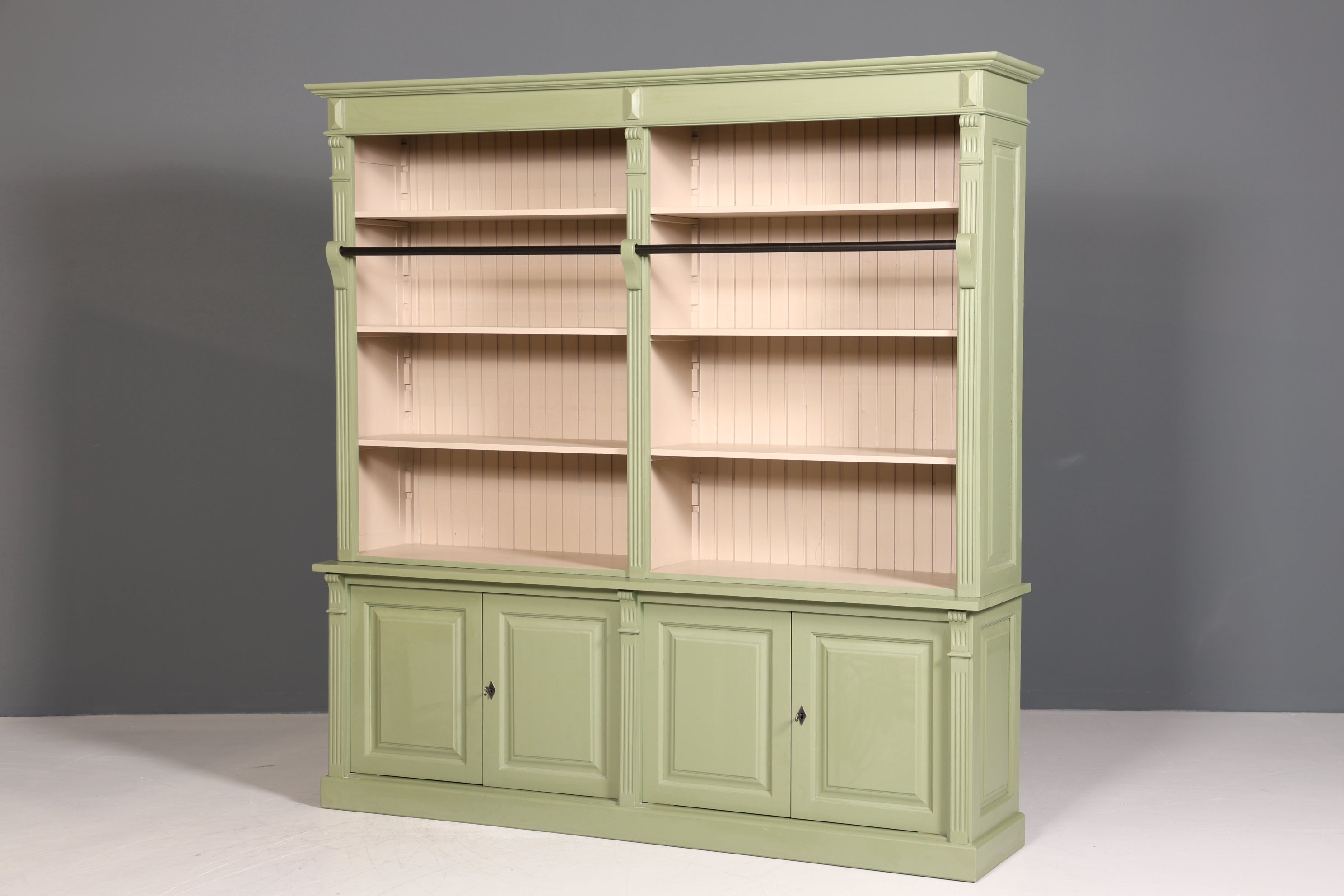 Traumhaftes XXL Landhaus Stil Bibliothek Bücherregal Schrank Antik Kolonial Stil Regal massiv Holz Buchablage