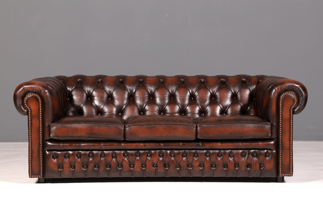 Beautiful Original Centurion Chesterfield 3-Seater Genuine Leather Sofa English Upholstered Sofa Leather Sofa