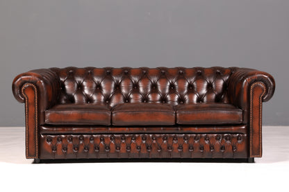 Beautiful Original Centurion Chesterfield 3-Seater Genuine Leather Sofa English Upholstered Sofa Leather Sofa