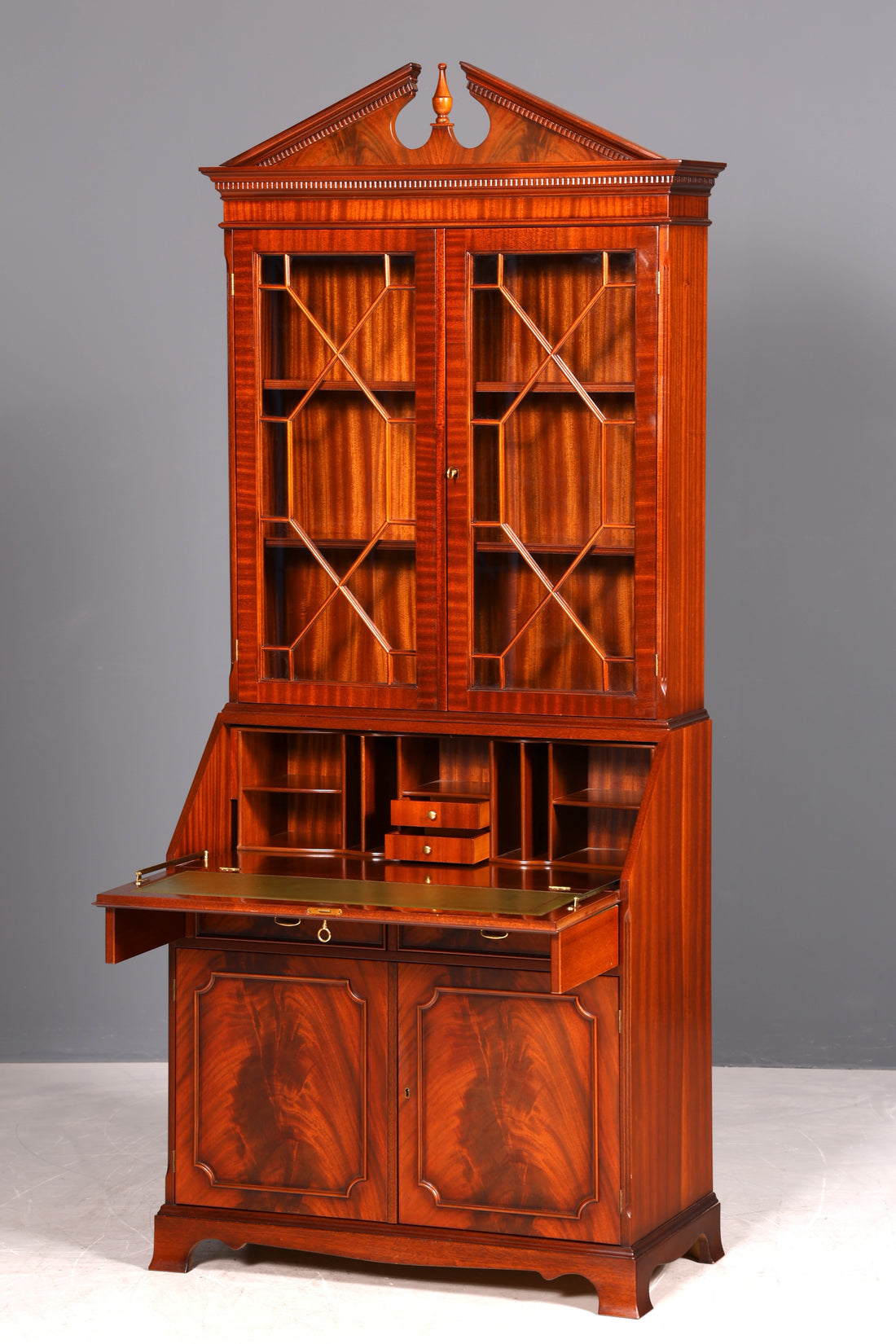 Wunderschöner Englischer Sekretär Büro Aufsatzsekretär Antik 60S Vitrinen Schrank UK