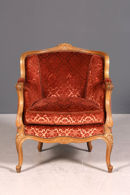 Edler Chippendale Armlehnsessel Barock Stil Sessel Samt Stoff Armchair Sessel 1 von 2