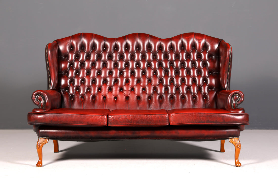 Noble Original Chesterfield Queen Anne Sofa 3-Seater Sofa English Leather Couch Antique Design Classic England UK