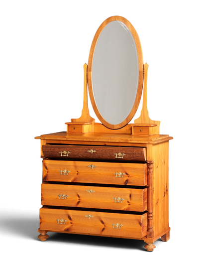 Stilvolle Gründerzeit Kommode Antik Louis Philippe Sideboard mit Spiegel Flurkommode