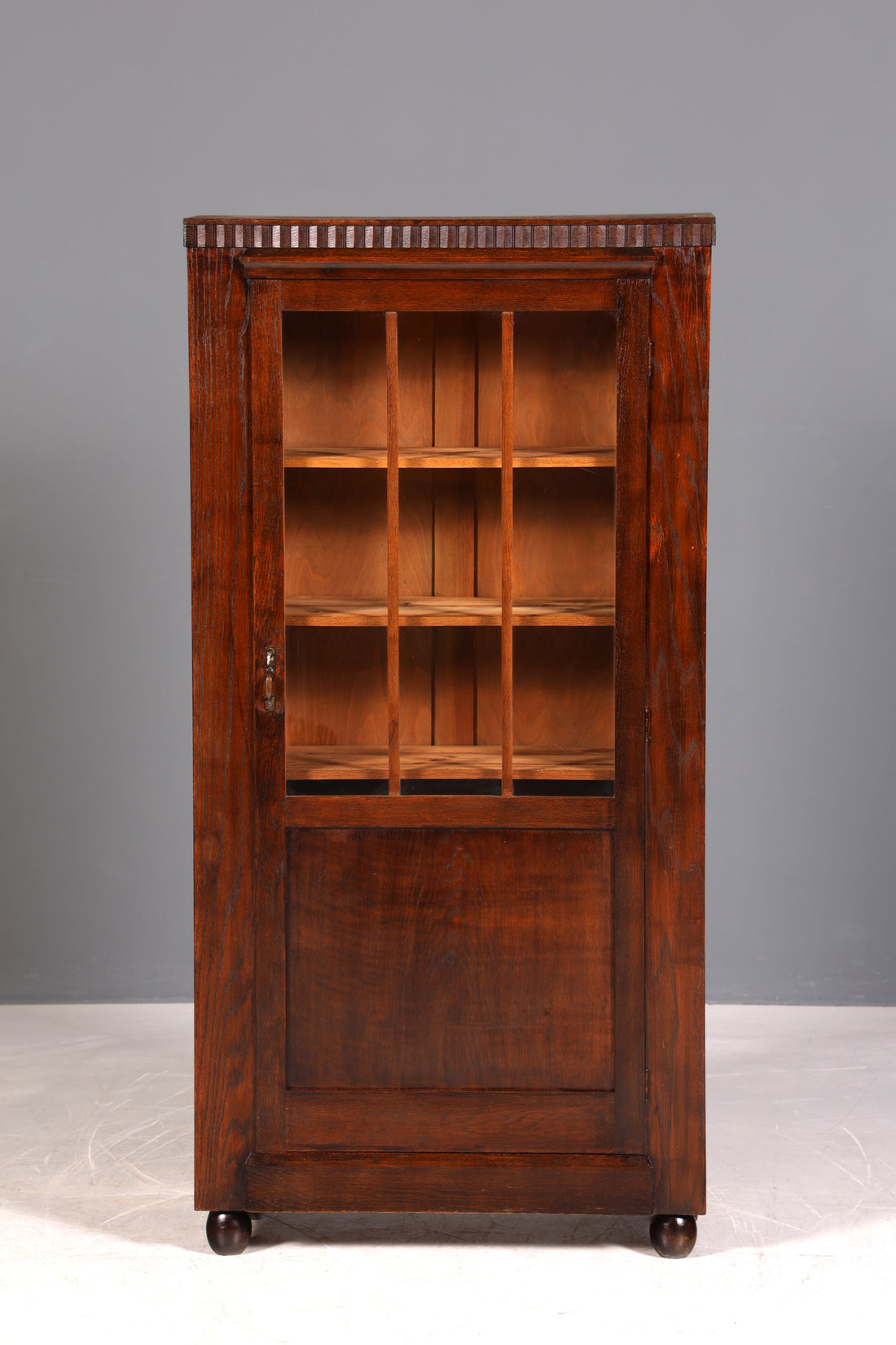 Wunderschöne Jugendstil Vitrine Antike Holz Bücherschrank Eiche Antik Schrank Geschirrschrank
