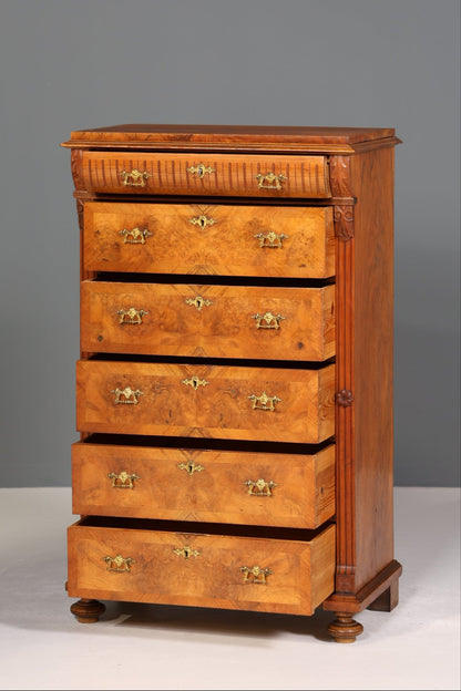 Wunderschöne Gründerzeit Kommode Louis Philippe Vertiko Nussbaum Sideboard um 1880